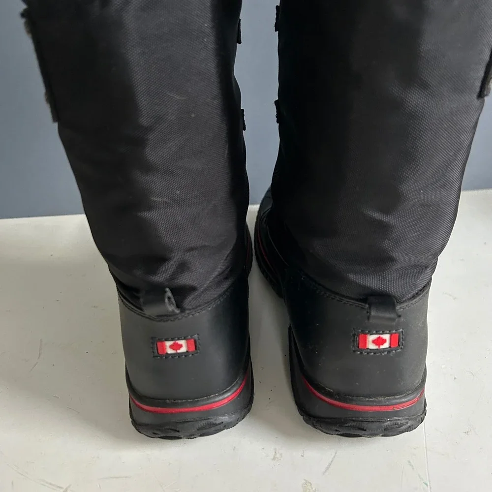 Pajar Tall Winter‎ Duck Snow boots Women EUR 39 US 7 - 7.5 Black Lace up Sherpa
